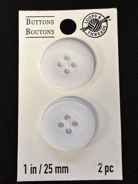 Large White 4 Hole Button Glossy Finish 1.25–1.5 Inch Coat Sewing Button
